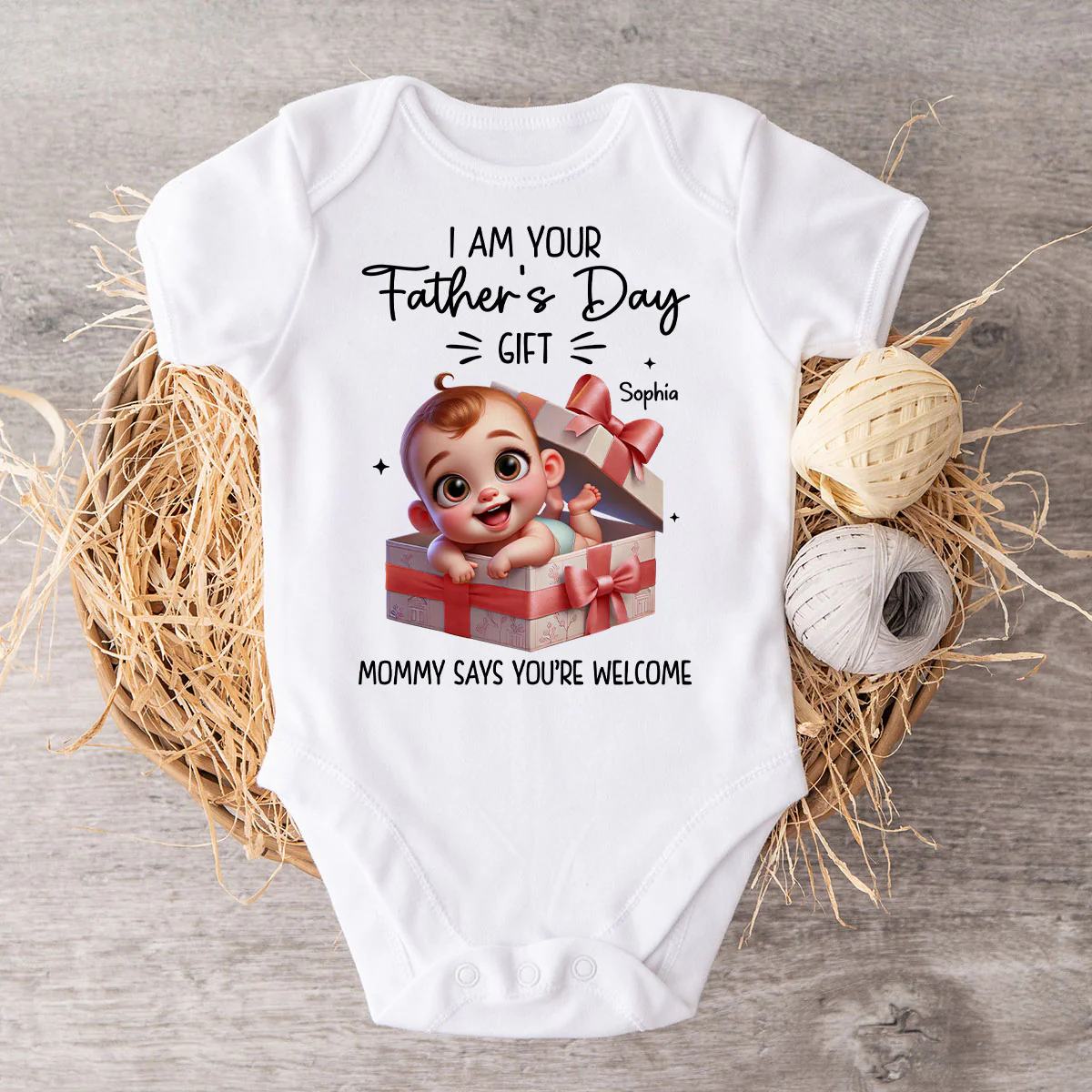 I'm Your Father's Day Gift Cute Baby In Gift Box Personalized Baby Onesie, Baby Shirt - Image 3