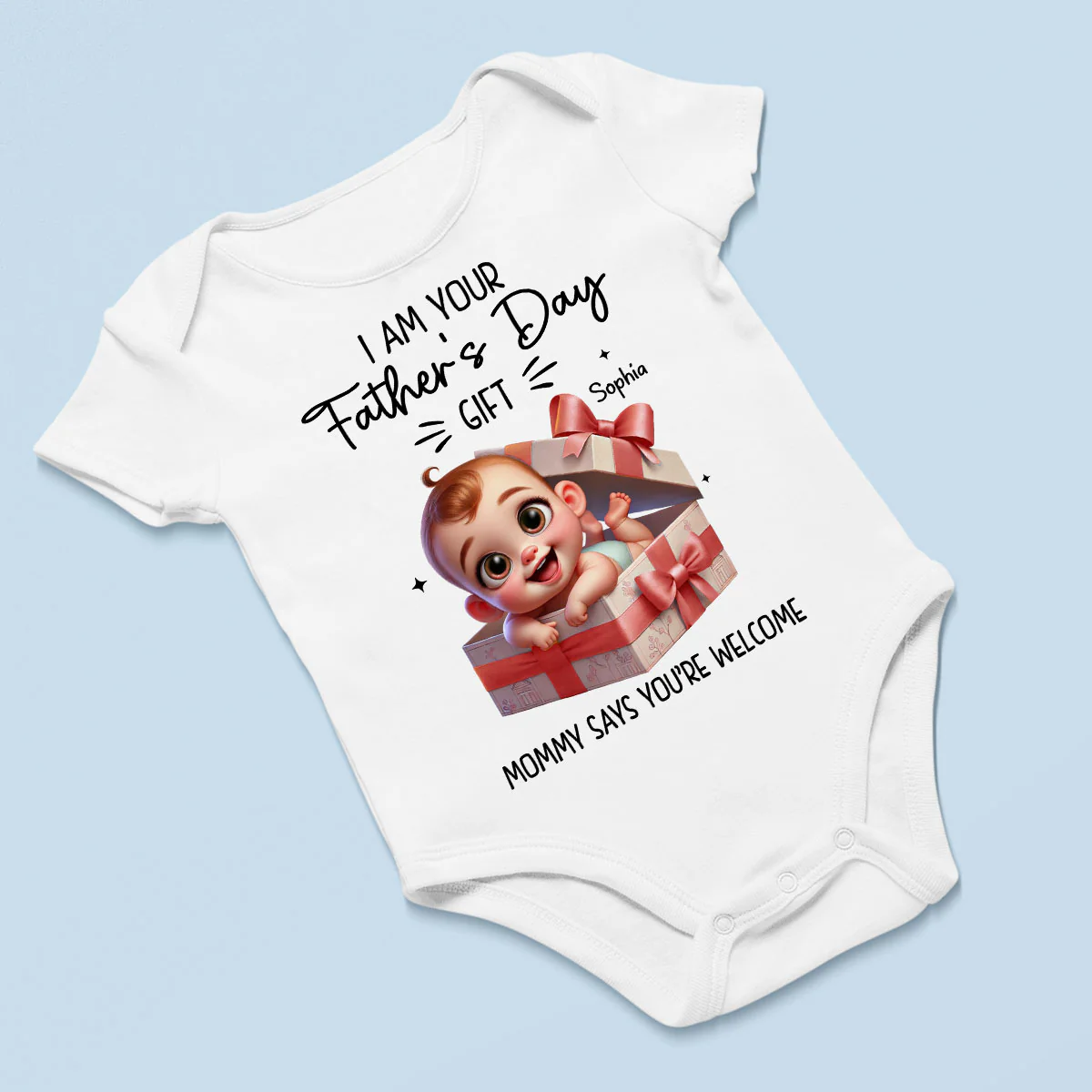 I'm Your Father's Day Gift Cute Baby In Gift Box Personalized Baby Onesie, Baby Shirt - Image 4