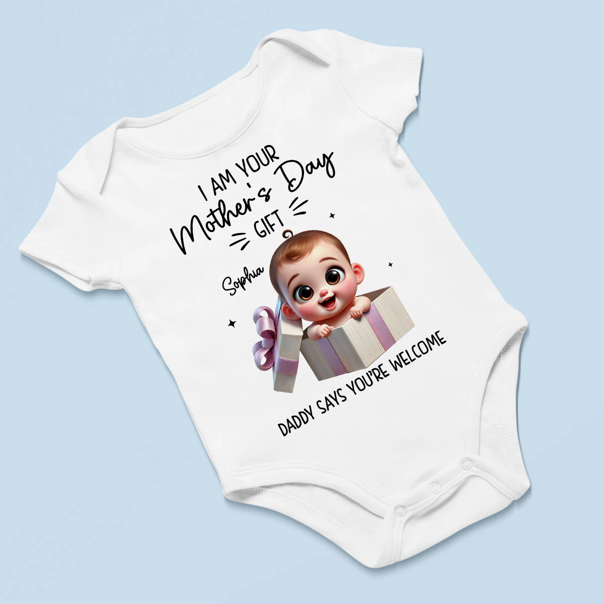 I'm Your Gift Cute Baby Sitting In Gift Box Personalized Baby Onesie, Baby Shirt - Image 4