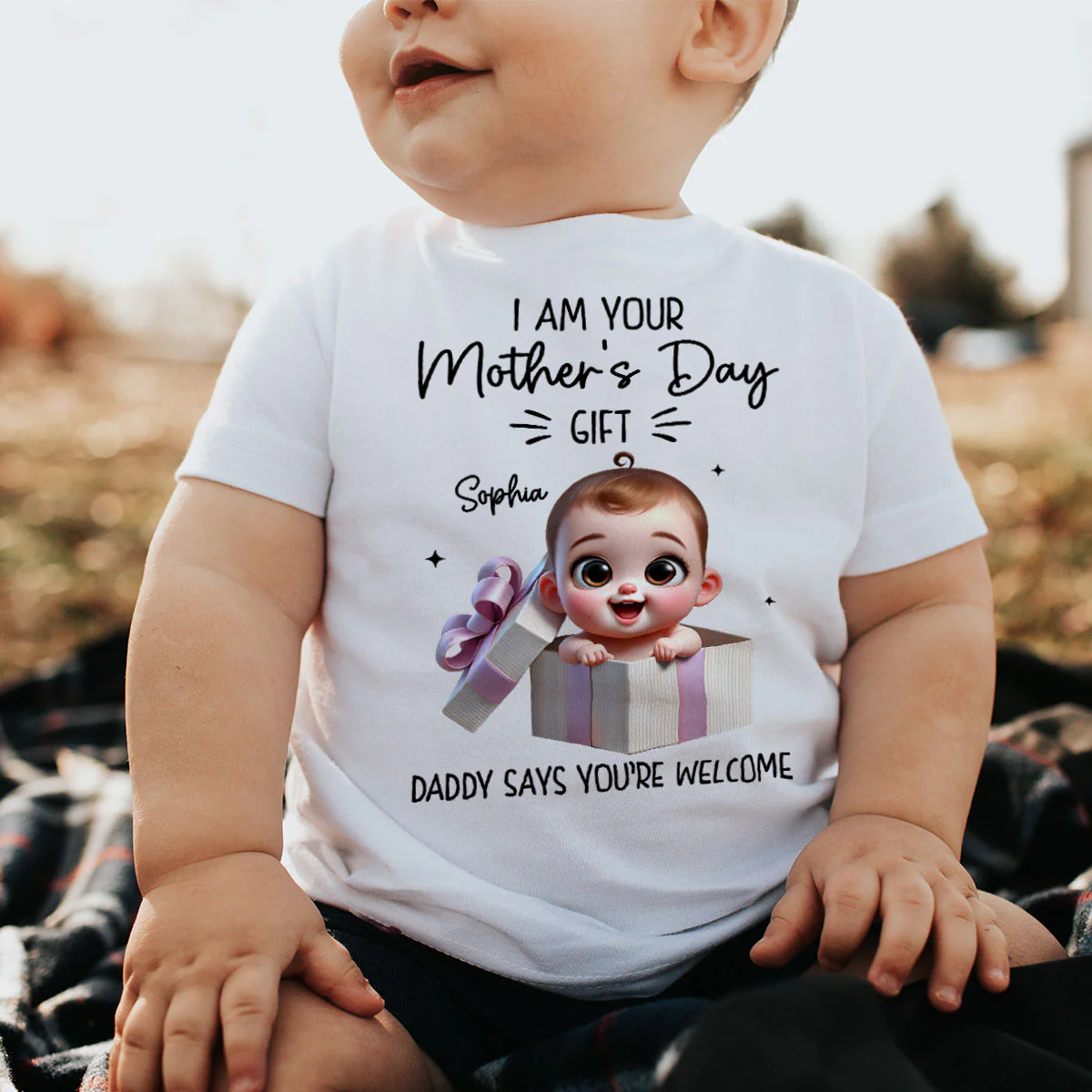I'm Your Gift Cute Baby Sitting In Gift Box Personalized Baby Onesie, Baby Shirt - Image 5