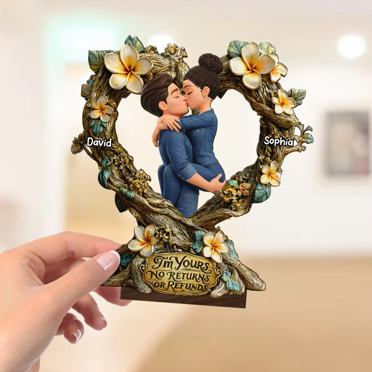 I'm Yours No Returns Or Refunds - Personalized 2-Layered Wooden Plaque - Anniversary, Valentine's Day Gift, Gift For Him, Gift For Her - Image 3