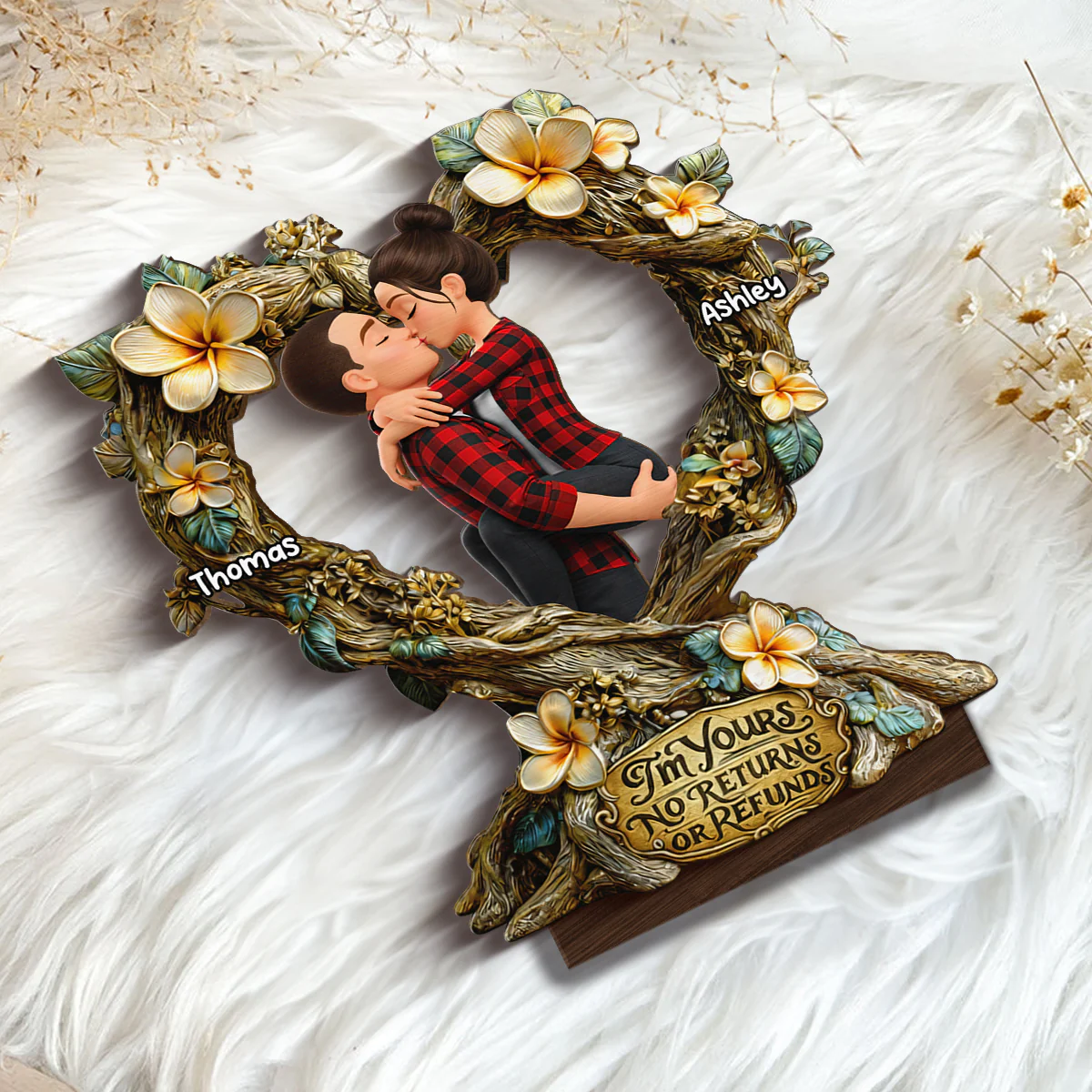 I'm Yours No Returns Or Refunds - Personalized 2-Layered Wooden Plaque - Anniversary, Valentine's Day Gift, Gift For Him, Gift For Her - Image 4