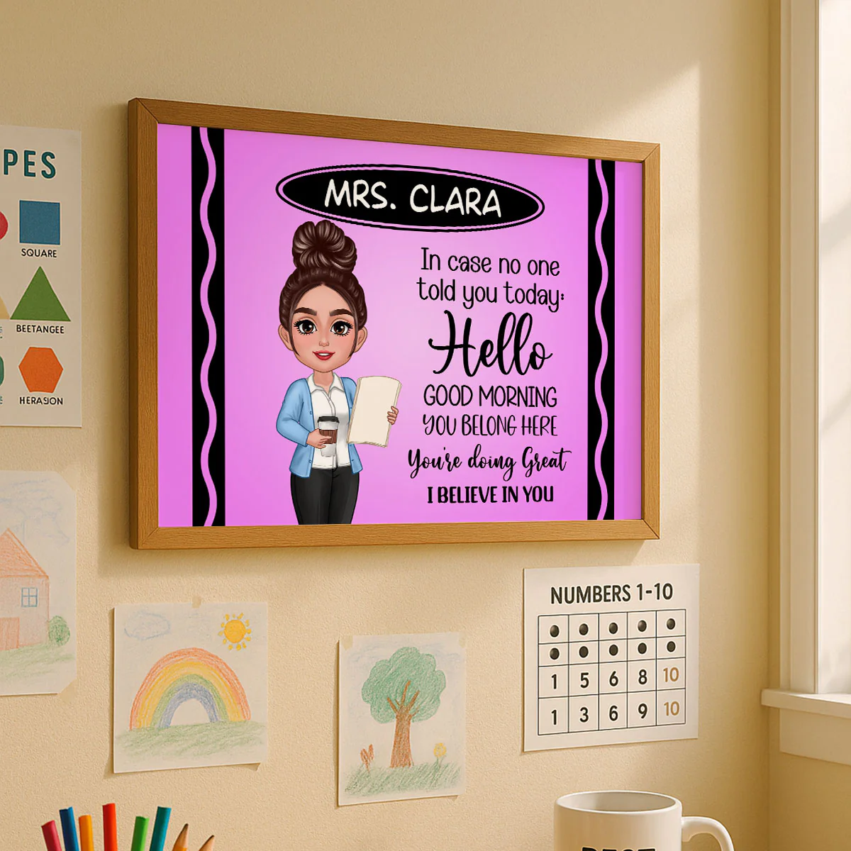 In Case No One Told You Today I Believe In You Crayon Theme Personalized Horizontal Poster, Classroom Decor For Teacher - Image 10
