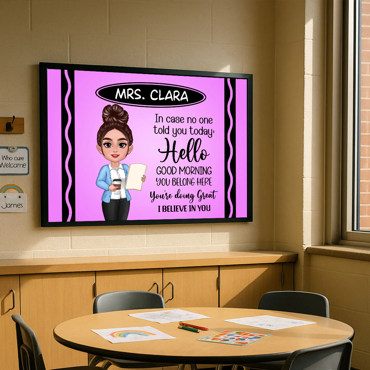 In Case No One Told You Today I Believe In You Crayon Theme Personalized Horizontal Poster, Classroom Decor For Teacher - Image 12