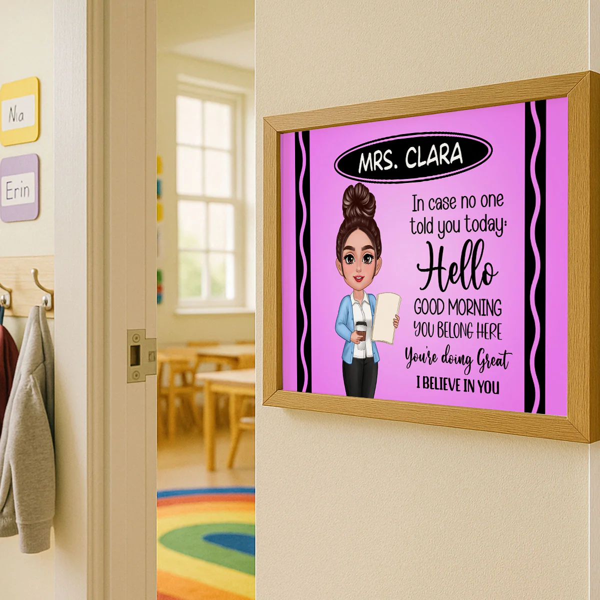 In Case No One Told You Today I Believe In You Crayon Theme Personalized Horizontal Poster, Classroom Decor For Teacher - Image 4