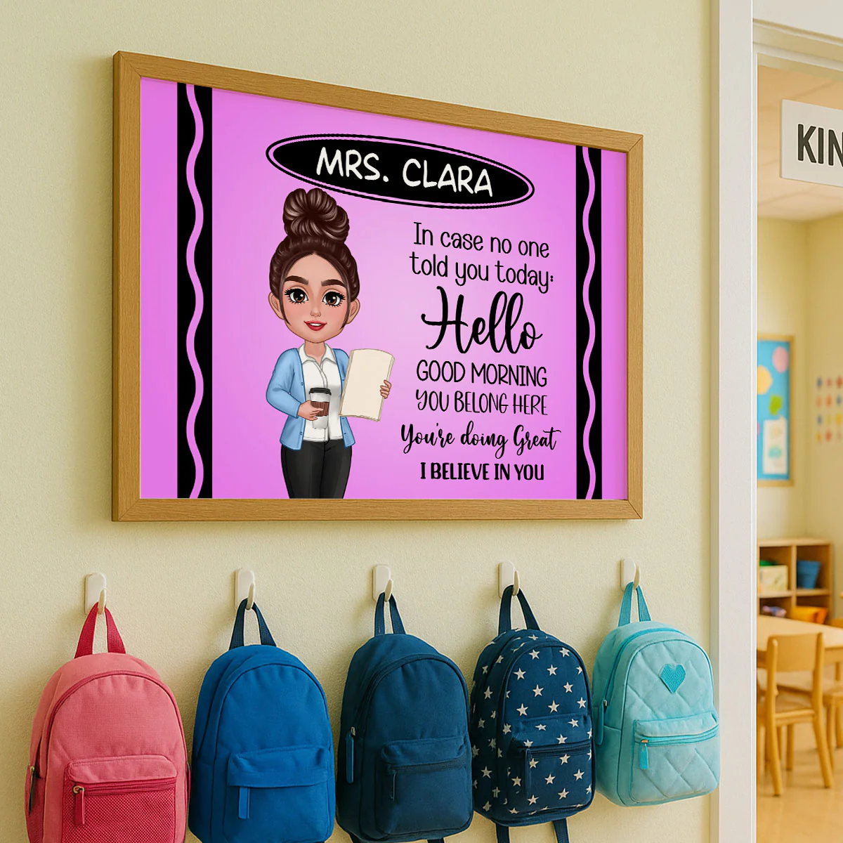 In Case No One Told You Today I Believe In You Crayon Theme Personalized Horizontal Poster, Classroom Decor For Teacher - Image 9