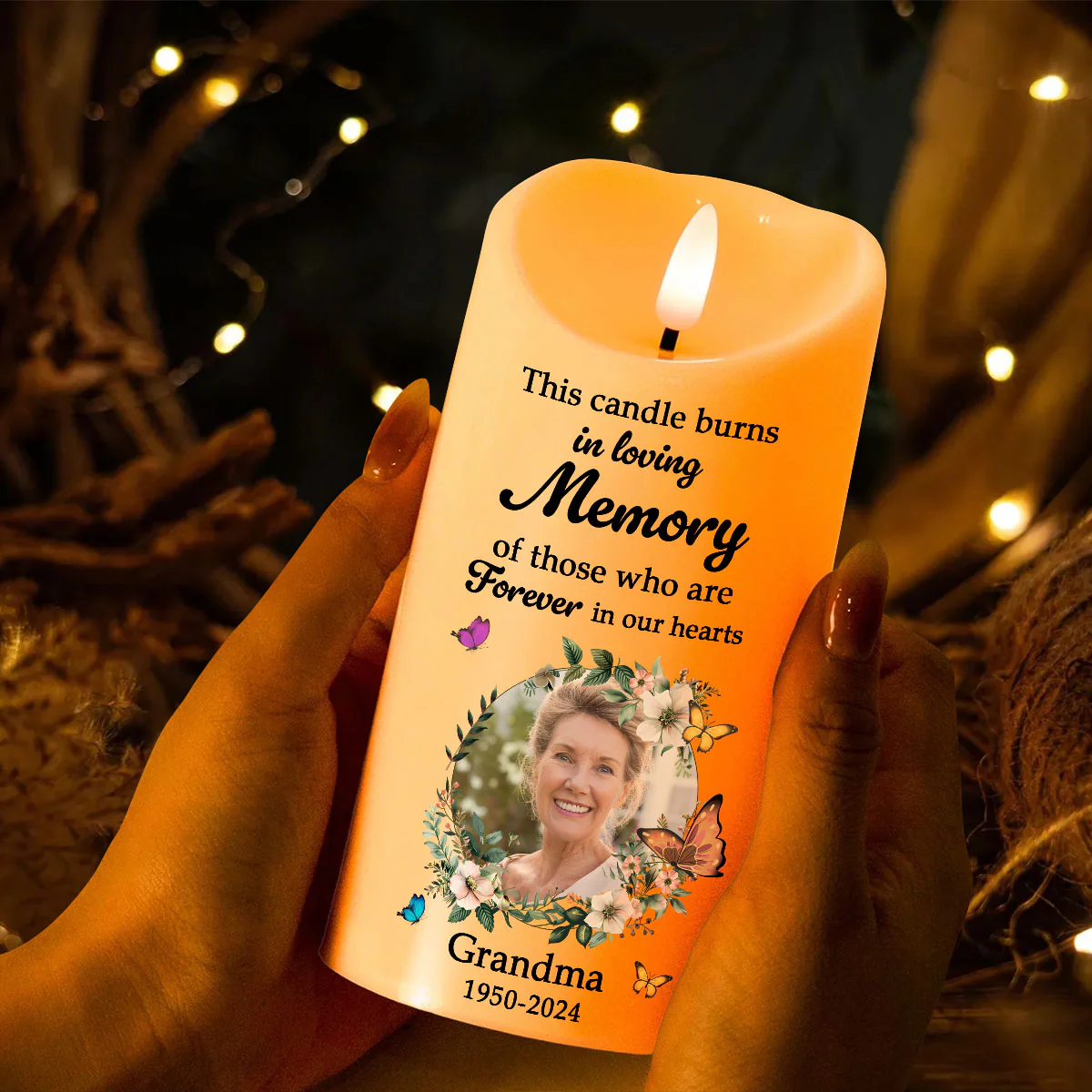 In Loving Memory Of Lost Loved Ones, Custom Photo Personalized LED Candle, Sympathy Gift - Image 5