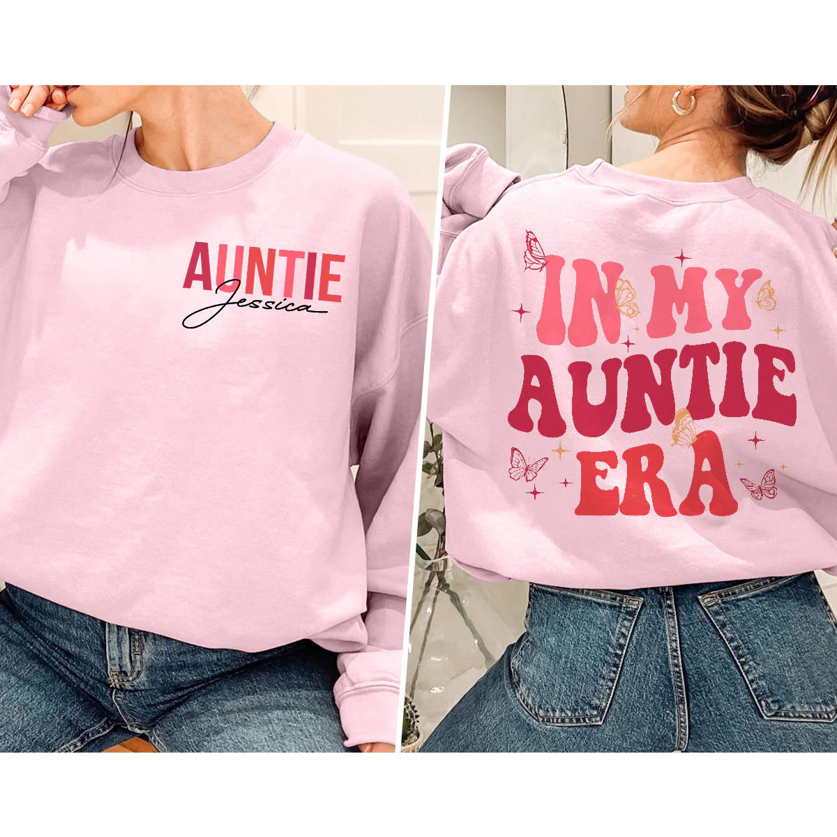 In My Auntie Era Gift For Auntie Personalized Double Sided Sweatshirt - Image 2
