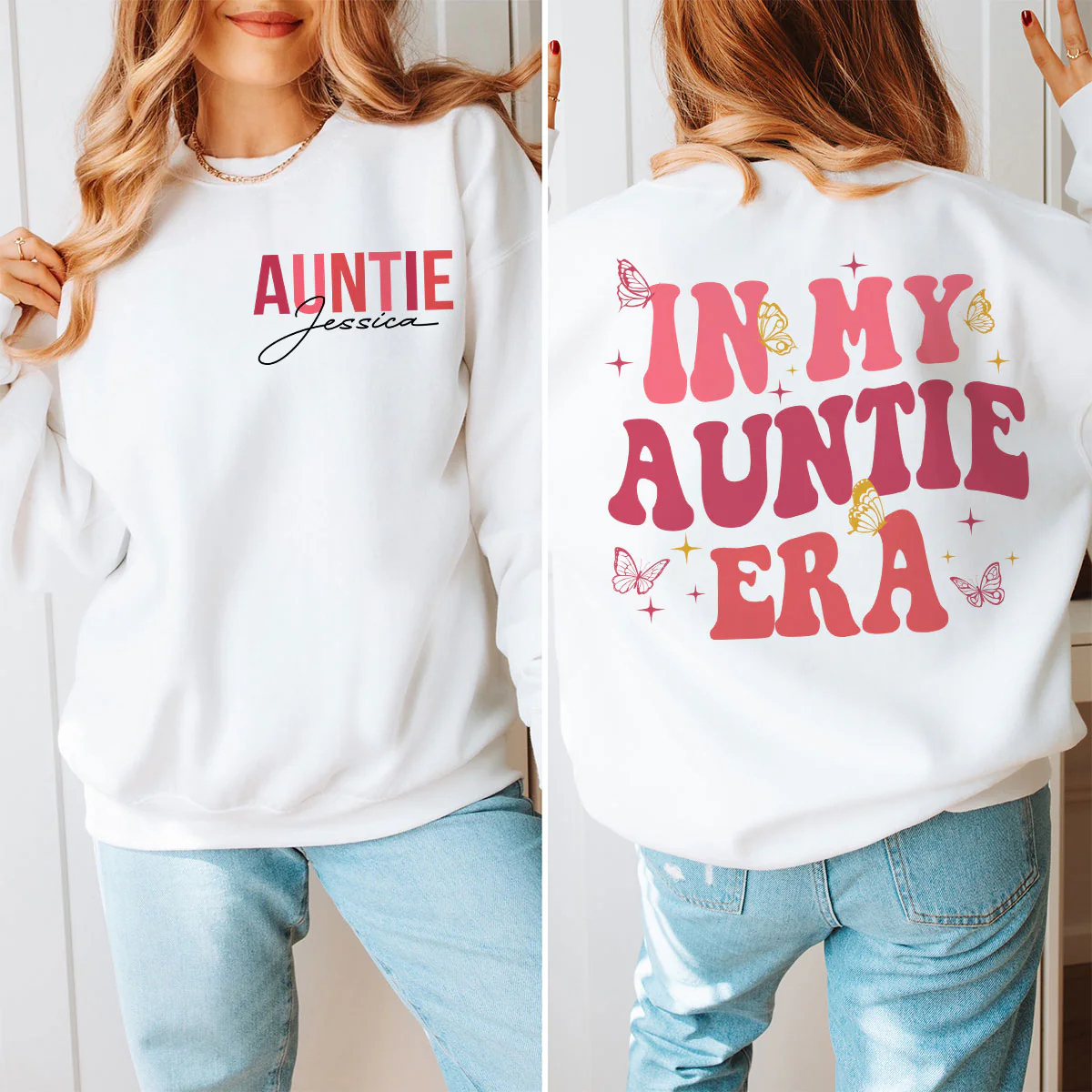 In My Auntie Era Gift For Auntie Personalized Double Sided Sweatshirt - Image 4