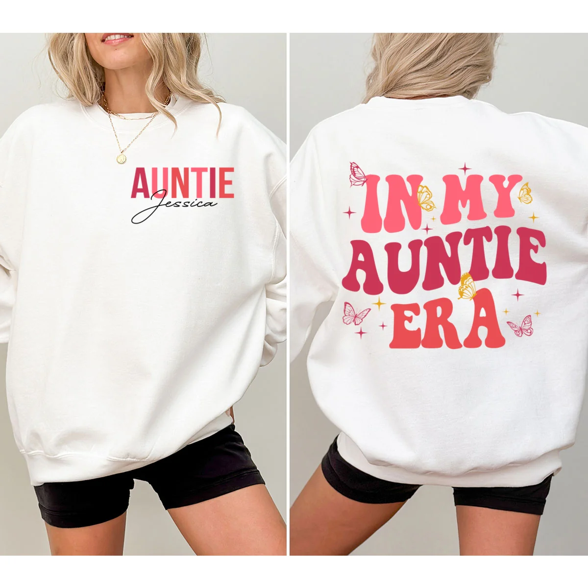 In My Auntie Era Gift For Auntie Personalized Double Sided Sweatshirt - Image 7