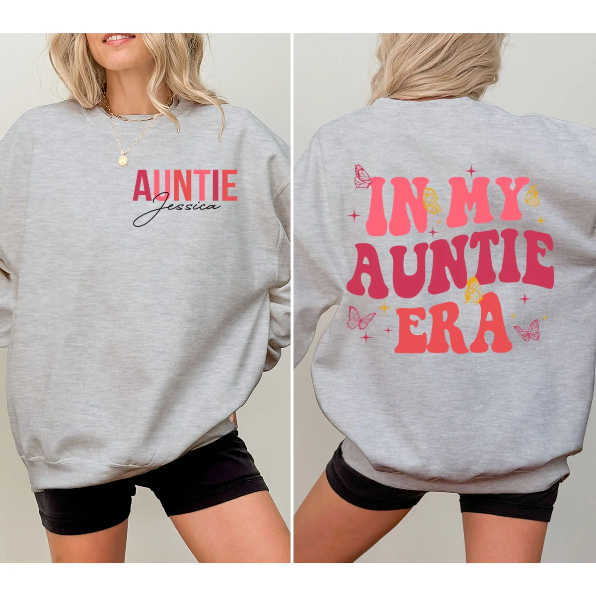 In My Auntie Era Gift For Auntie Personalized Double Sided Sweatshirt - Image 8