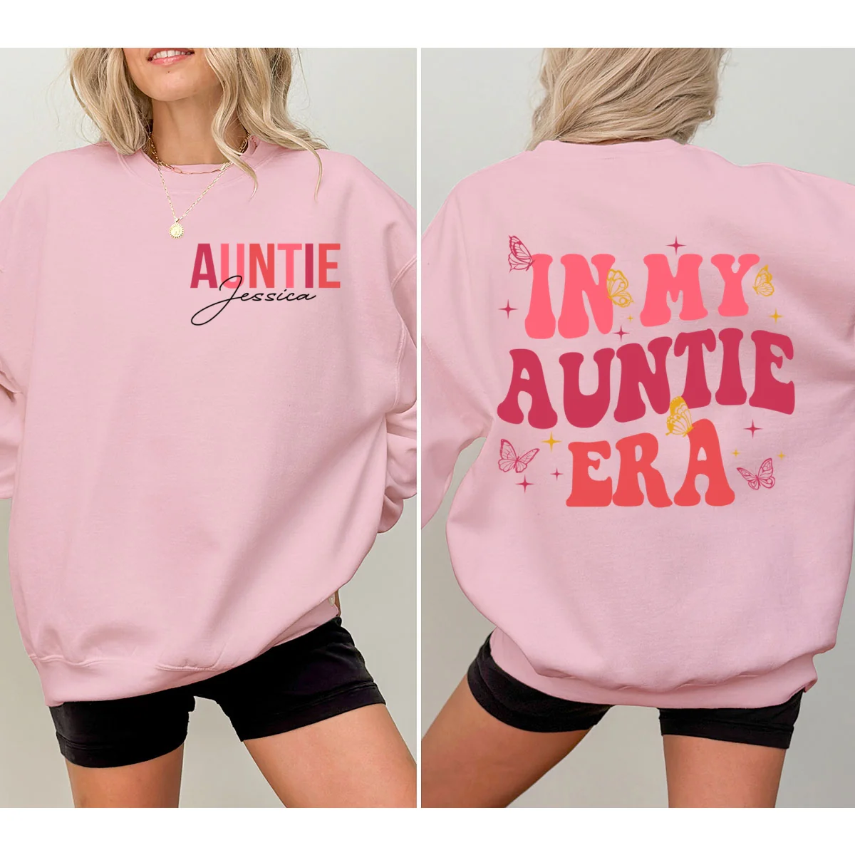 In My Auntie Era Gift For Auntie Personalized Double Sided Sweatshirt - Image 9