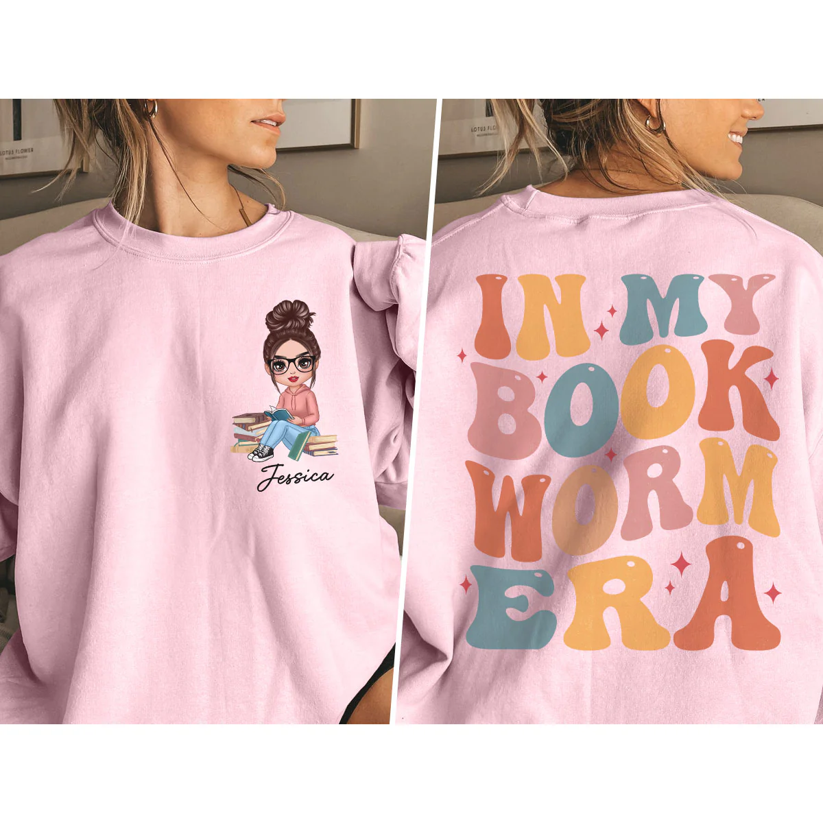 In My Bookworm Era Gift For Book Lover Reading Lover Personalized Double Sided Sweatshirt - Image 5