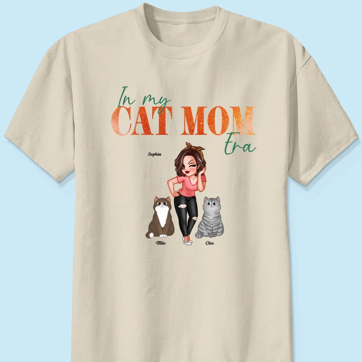 In My Cat Mom Era Pretty Woman & Fluffy Cats - Personalized Shirt - Image 10