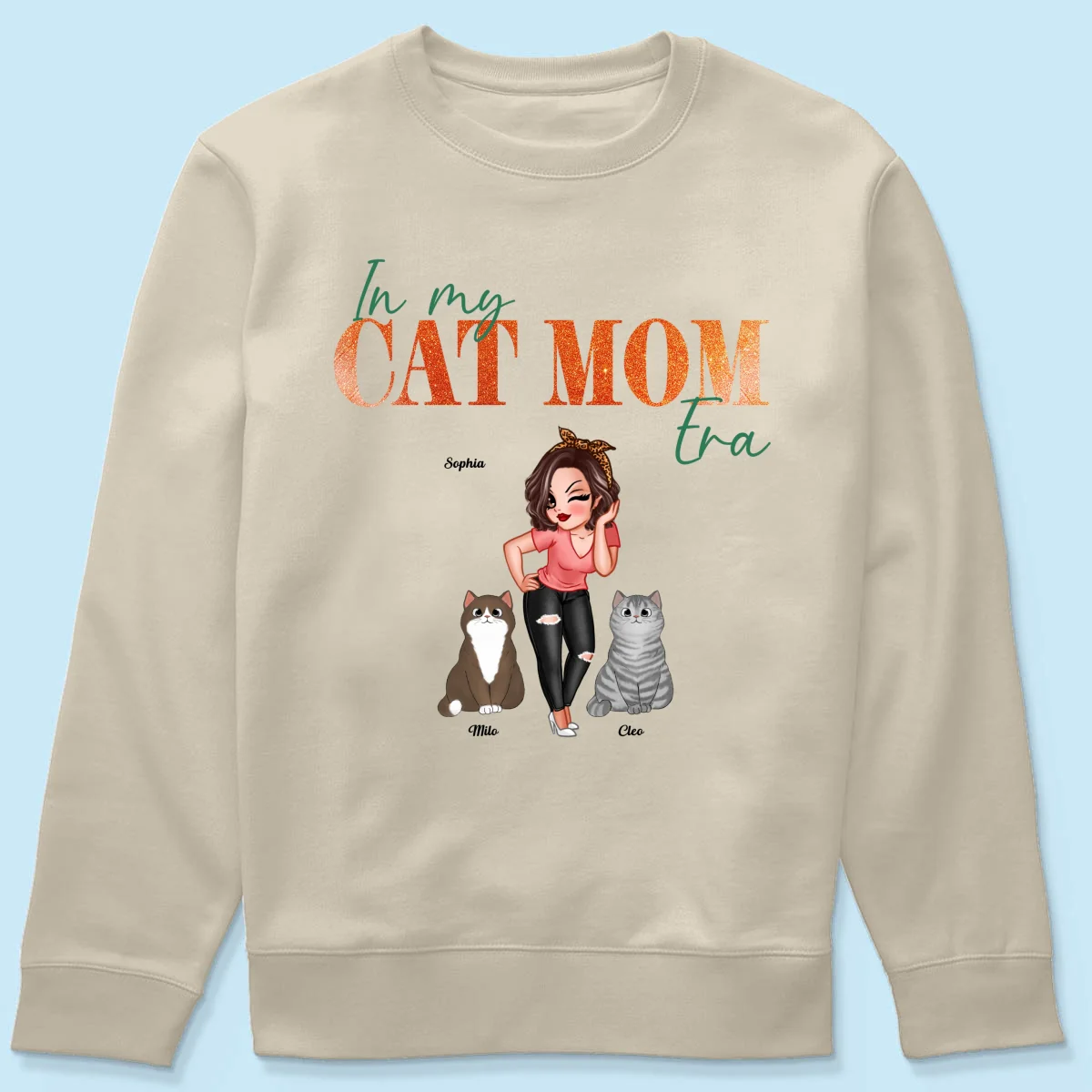 In My Cat Mom Era Pretty Woman & Fluffy Cats - Personalized Shirt - Image 19