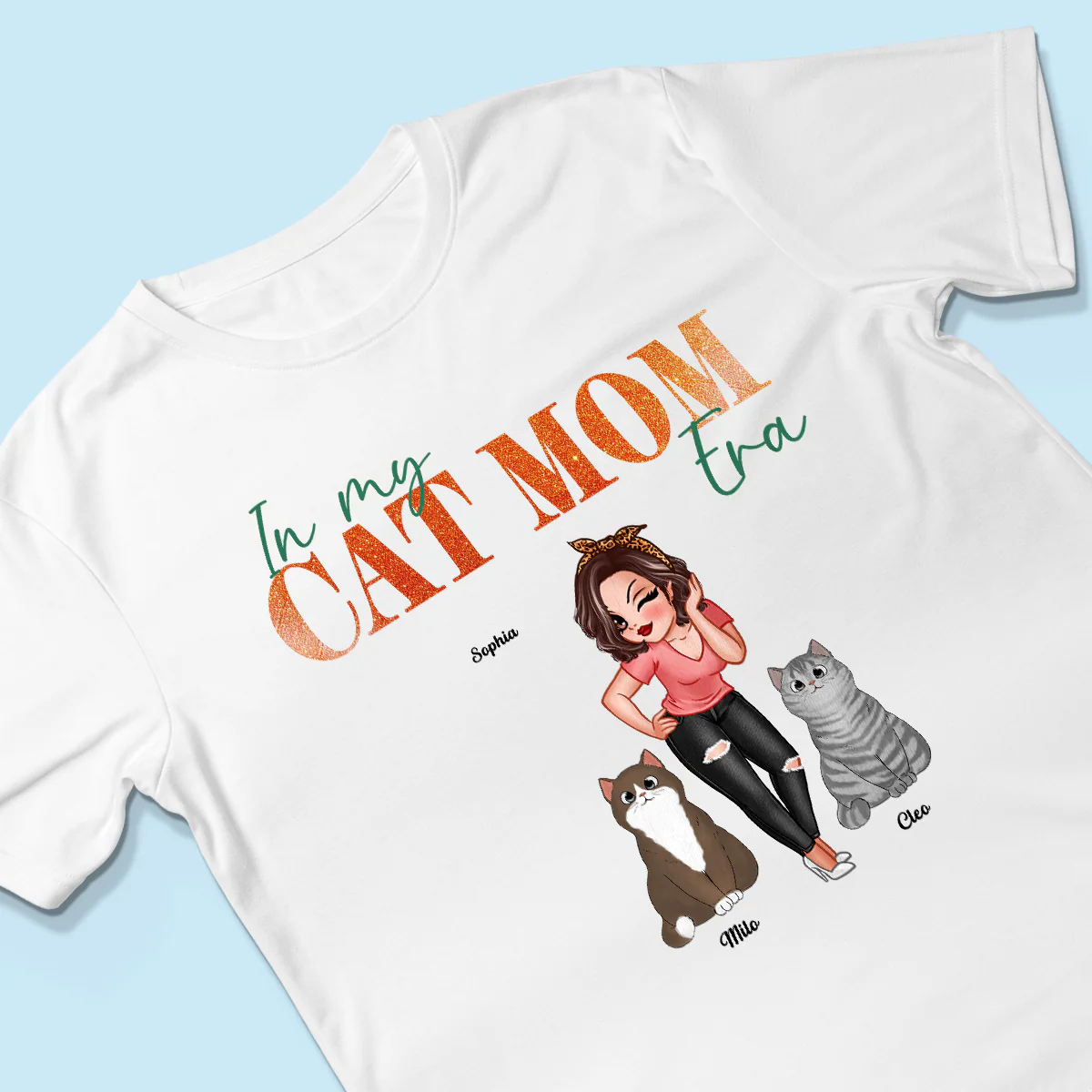 In My Cat Mom Era Pretty Woman & Fluffy Cats - Personalized Shirt - Image 4