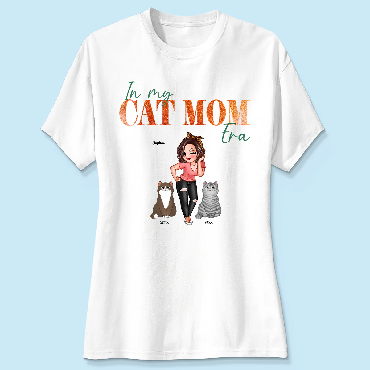 In My Cat Mom Era Pretty Woman & Fluffy Cats - Personalized Shirt - Image 5