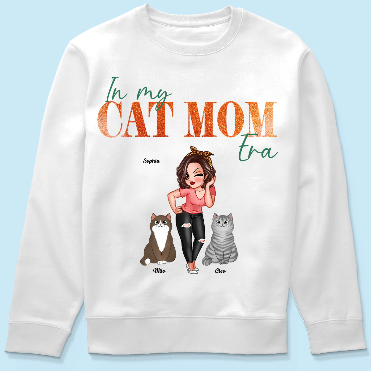 In My Cat Mom Era Pretty Woman & Fluffy Cats - Personalized Shirt - Image 6