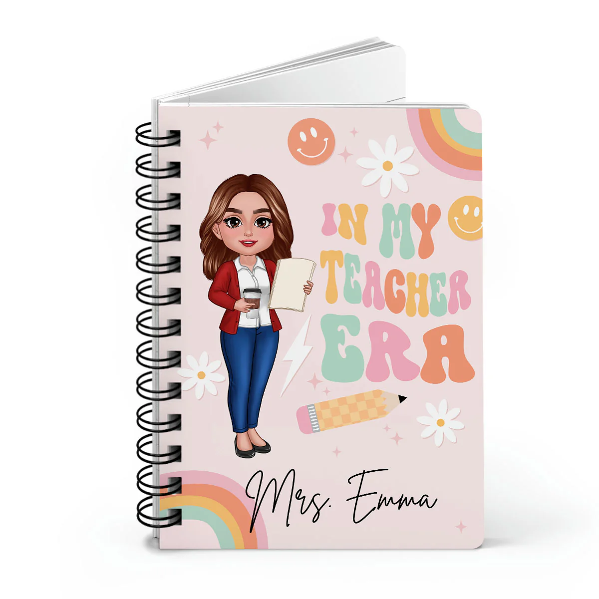 In My Teacher Era Teacher Name Personalized Spiral Notebook Journal, Back To School Stationery - Image 2