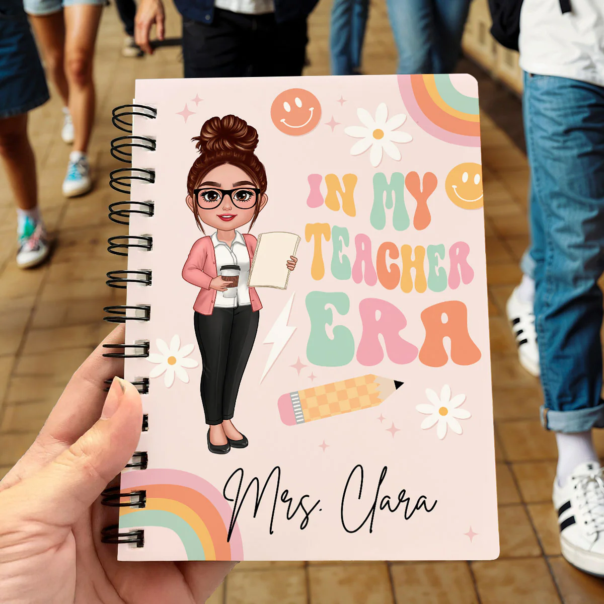 In My Teacher Era Teacher Name Personalized Spiral Notebook Journal, Back To School Stationery - Image 4