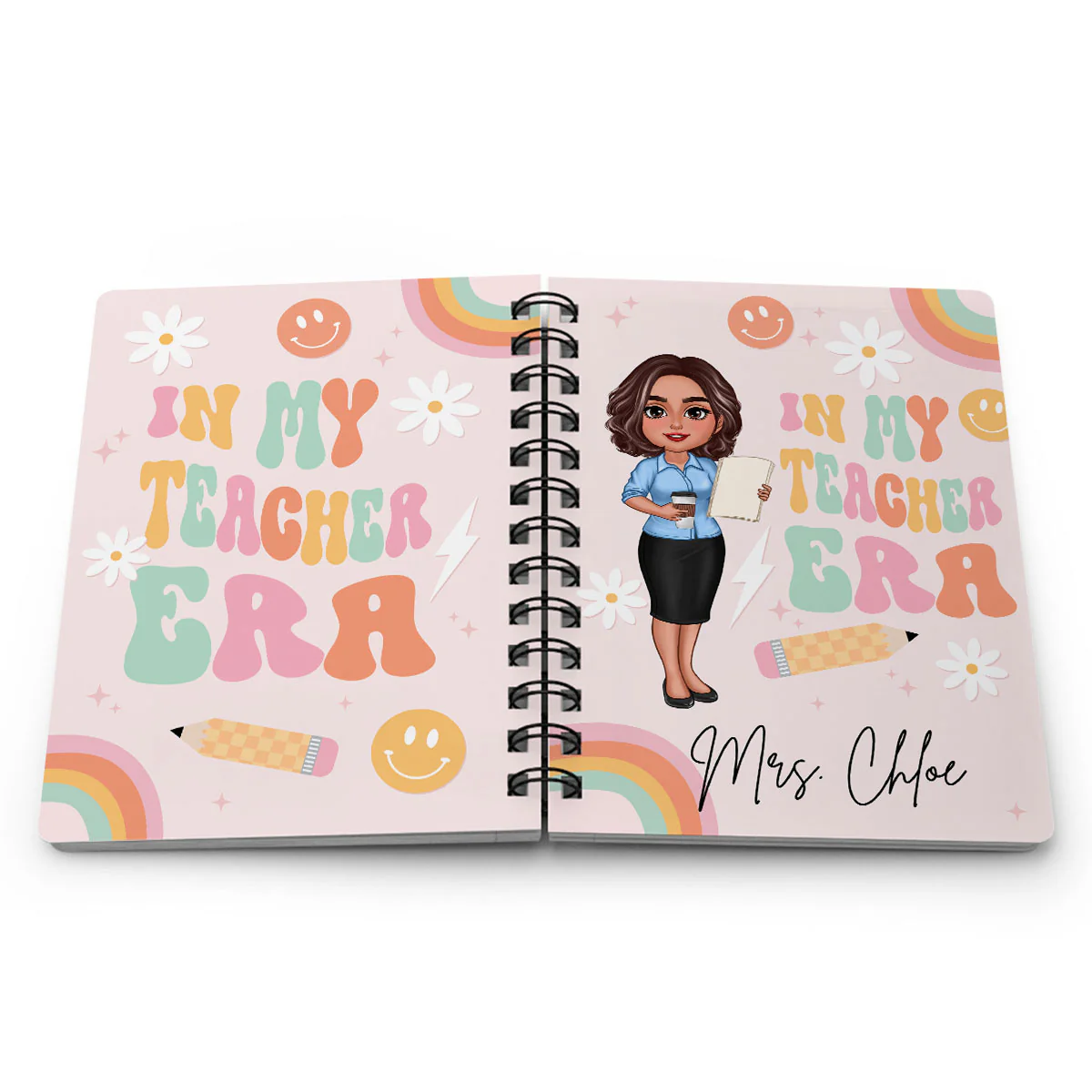In My Teacher Era Teacher Name Personalized Spiral Notebook Journal, Back To School Stationery - Image 6