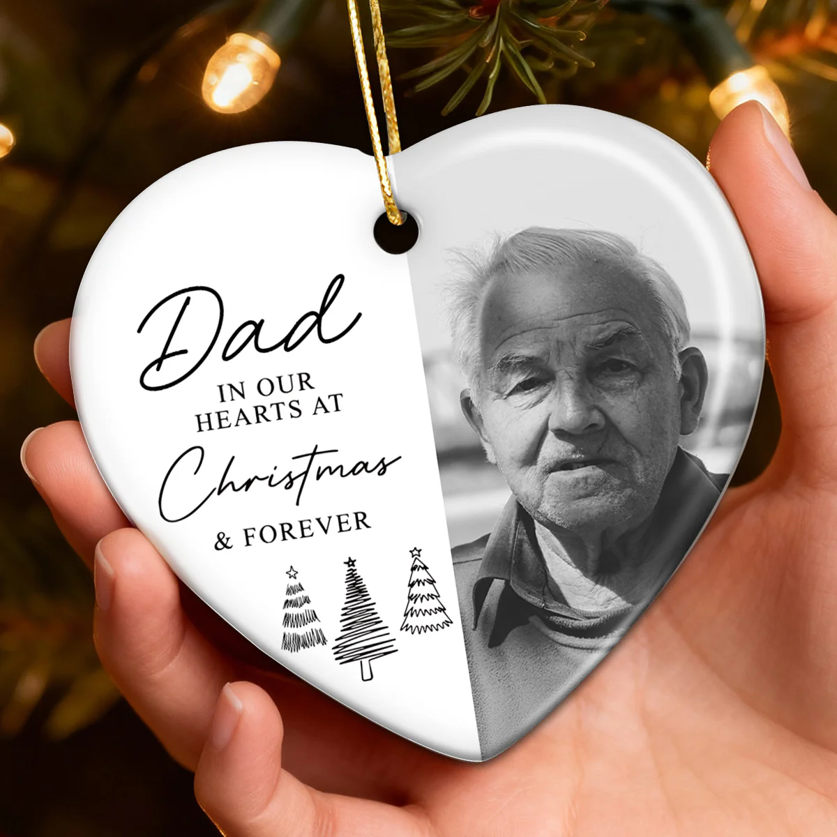 In Our Hearts At Christmas & Forever Custom Photo - Personalized Ceramic Ornament - Remembrance Keepsake, Memorial Gift - Image 6