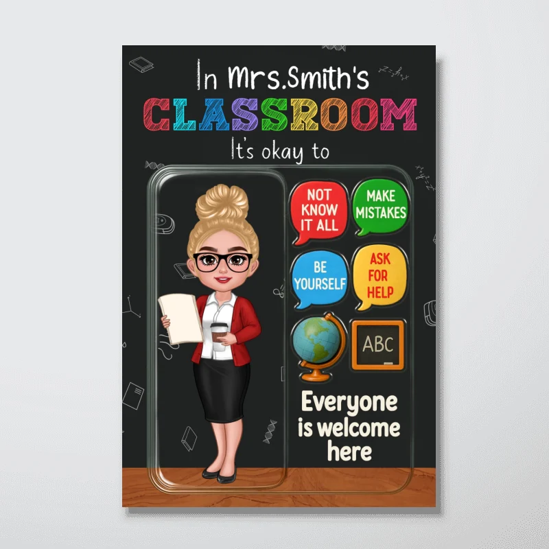 In Teacher Classroom 3D Effect Action Figure Personalized Poster, Back to School Gift for Teachers - Image 12