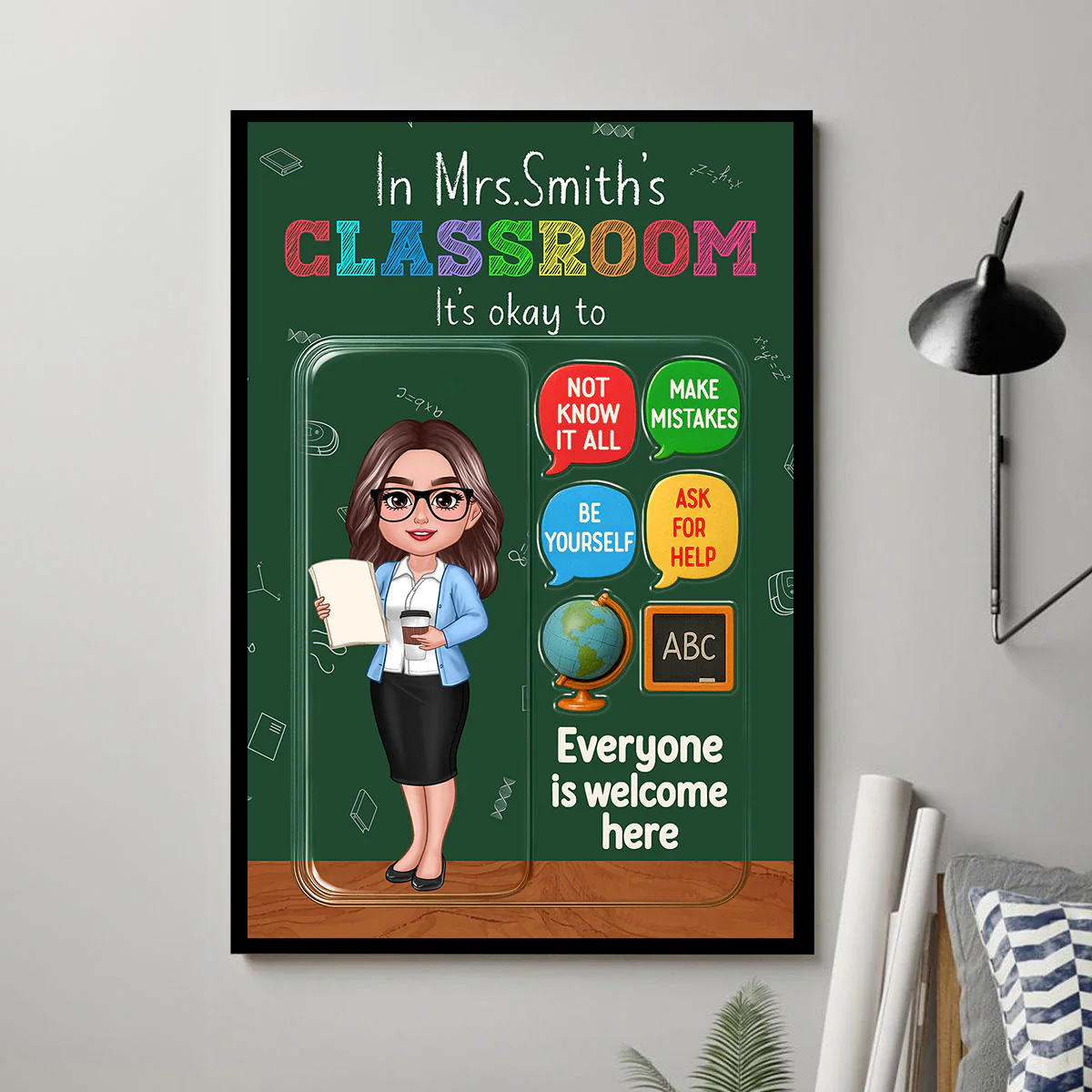 In Teacher Classroom 3D Effect Action Figure Personalized Poster, Back to School Gift for Teachers - Image 2