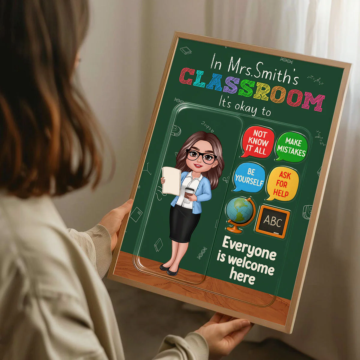 In Teacher Classroom 3D Effect Action Figure Personalized Poster, Back to School Gift for Teachers - Image 4