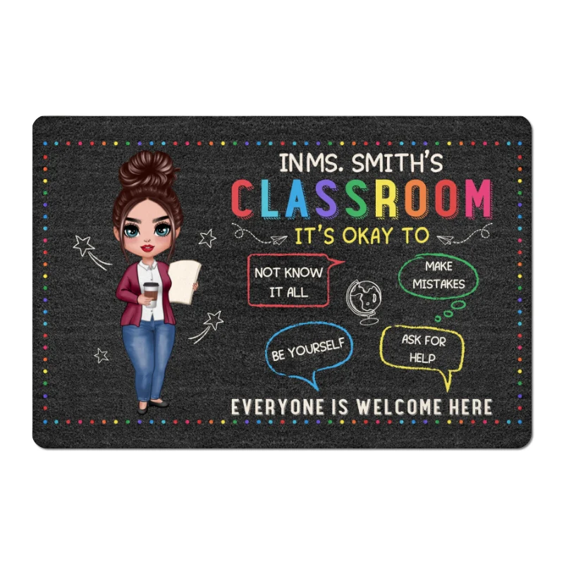 In Teacher Classroom It‘s Okay Everyone Is Welcome Here Personalized Doormat - Image 4