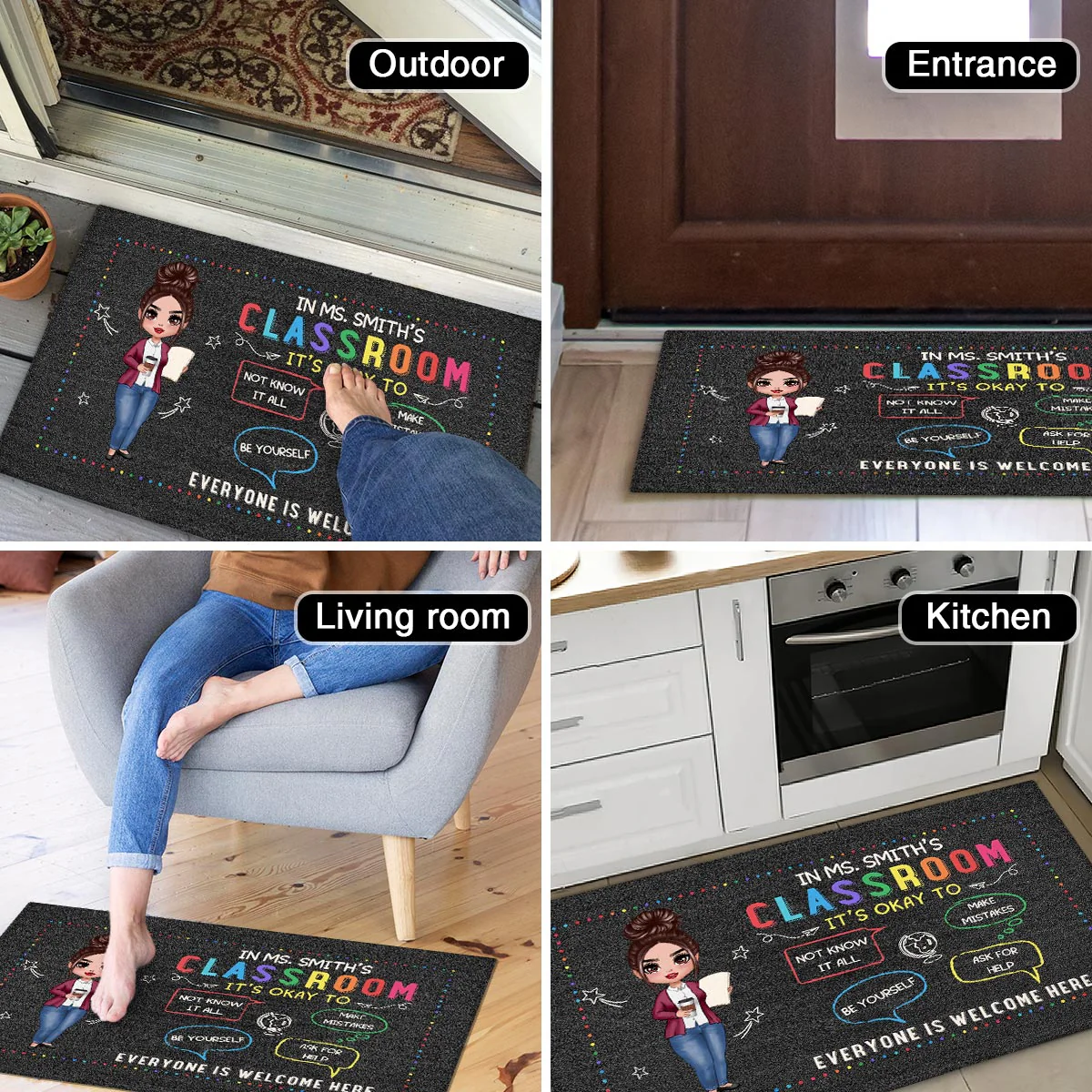 In Teacher Classroom It‘s Okay Everyone Is Welcome Here Personalized Doormat - Image 5