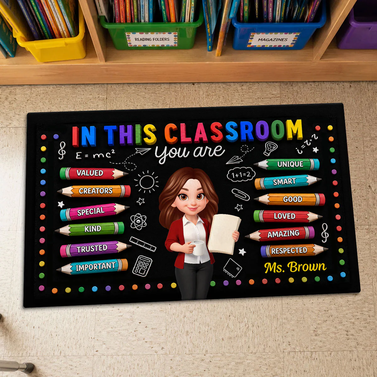 In This Class You're Better - Personalized Doormat - Back To School Gift For Teacher, Classroom Decors - Image 3