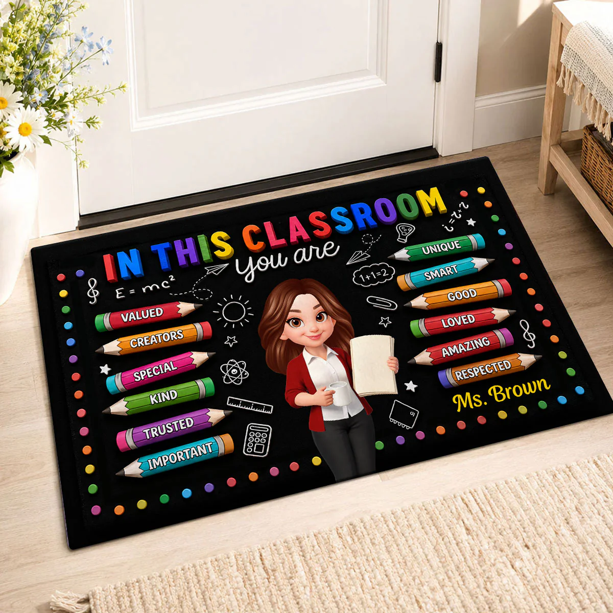 In This Class You're Better - Personalized Doormat - Back To School Gift For Teacher, Classroom Decors - Image 5