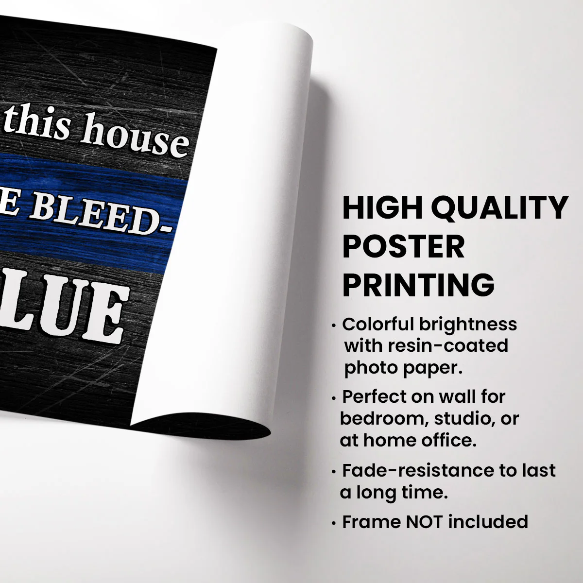 In This House We Bleed Blue Family Crossword Art Puzzle, Personalized Thin Blue Line Poster, Meaningful Father's Day Gift for Dad, Gift for Husband - Image 3