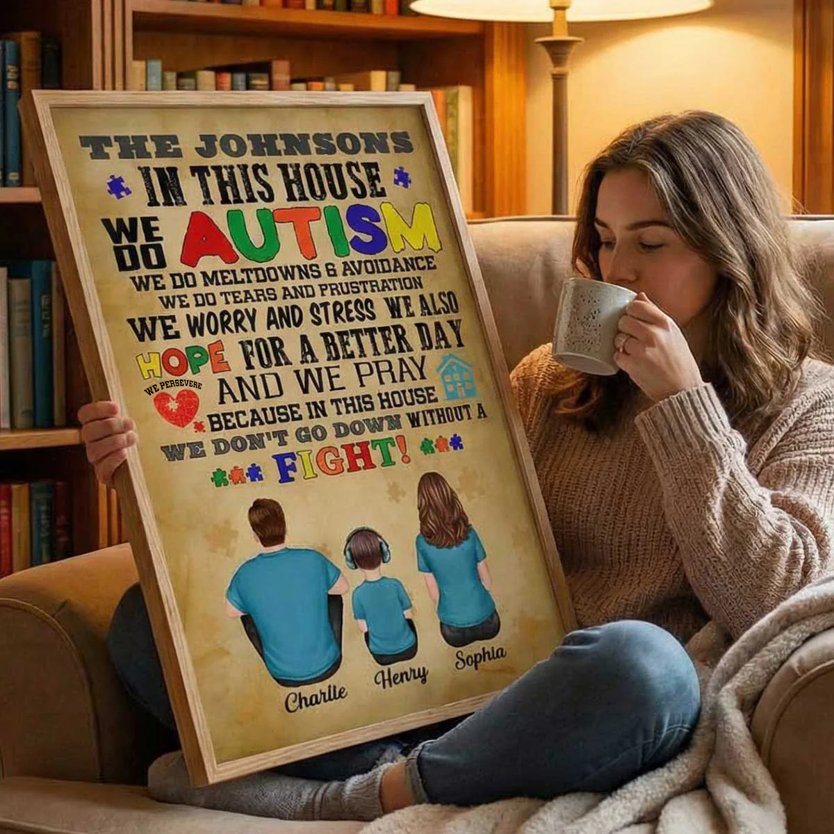 In This House We Do Autism Family Back View - Personalized Poster - Autism Awareness Home Decor - Image 2