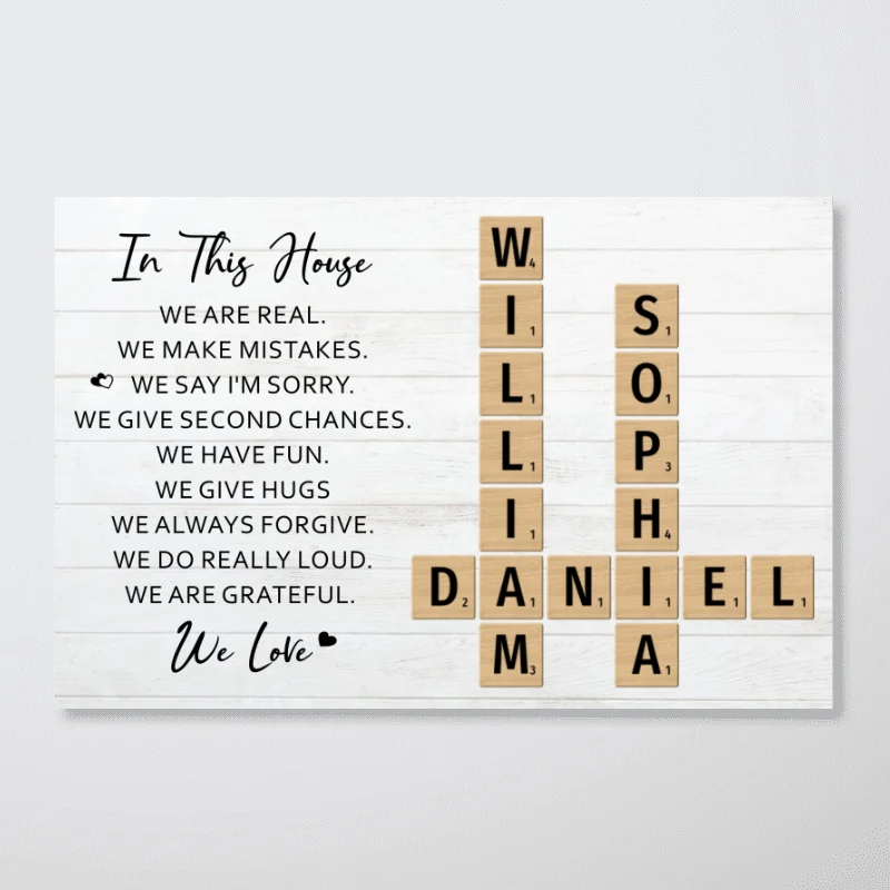 In This House We Love Crossword Puzzle Art Family Home Decor Personalized Poster - Image 9