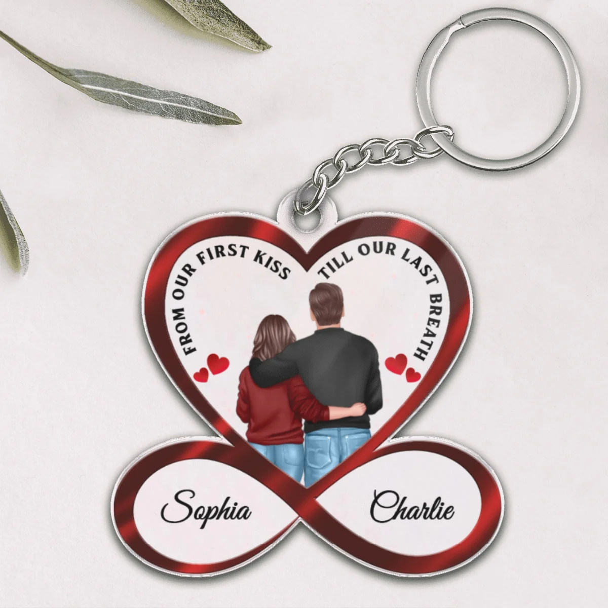 Infinity Heart Couple Back View Standing Anniversary Gift For Him Gift For Her Personalized Acrylic Keychain - Image 6
