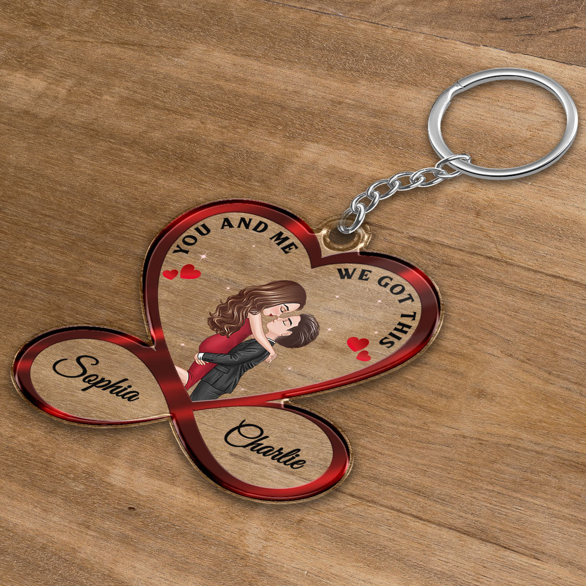 Infinity Heart Couple Hugging Kissing Anniversary Gift For Him Gift For Her Personalized Acrylic Keychain [Save 25% When Buy Set Of 2] - Image 3