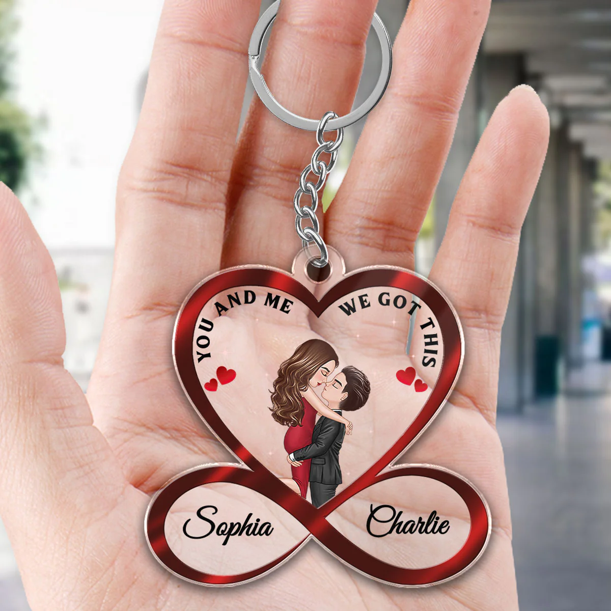 Infinity Heart Couple Hugging Kissing Anniversary Gift For Him Gift For Her Personalized Acrylic Keychain [Save 25% When Buy Set Of 2] - Image 4