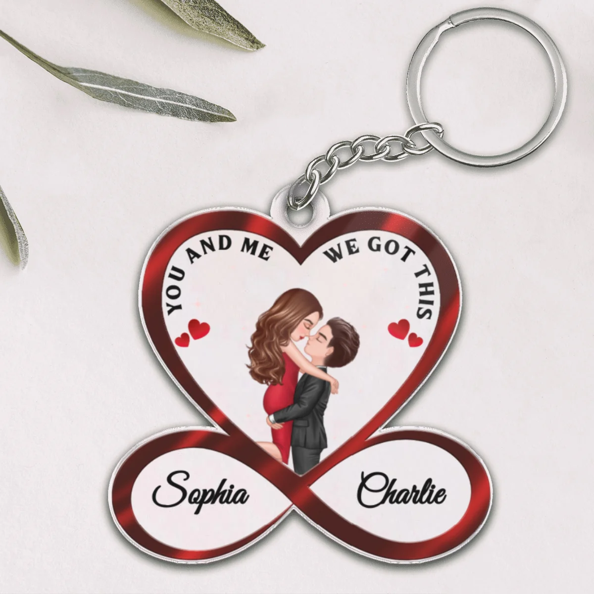 Infinity Heart Couple Hugging Kissing Anniversary Gift For Him Gift For Her Personalized Acrylic Keychain [Save 25% When Buy Set Of 2] - Image 6