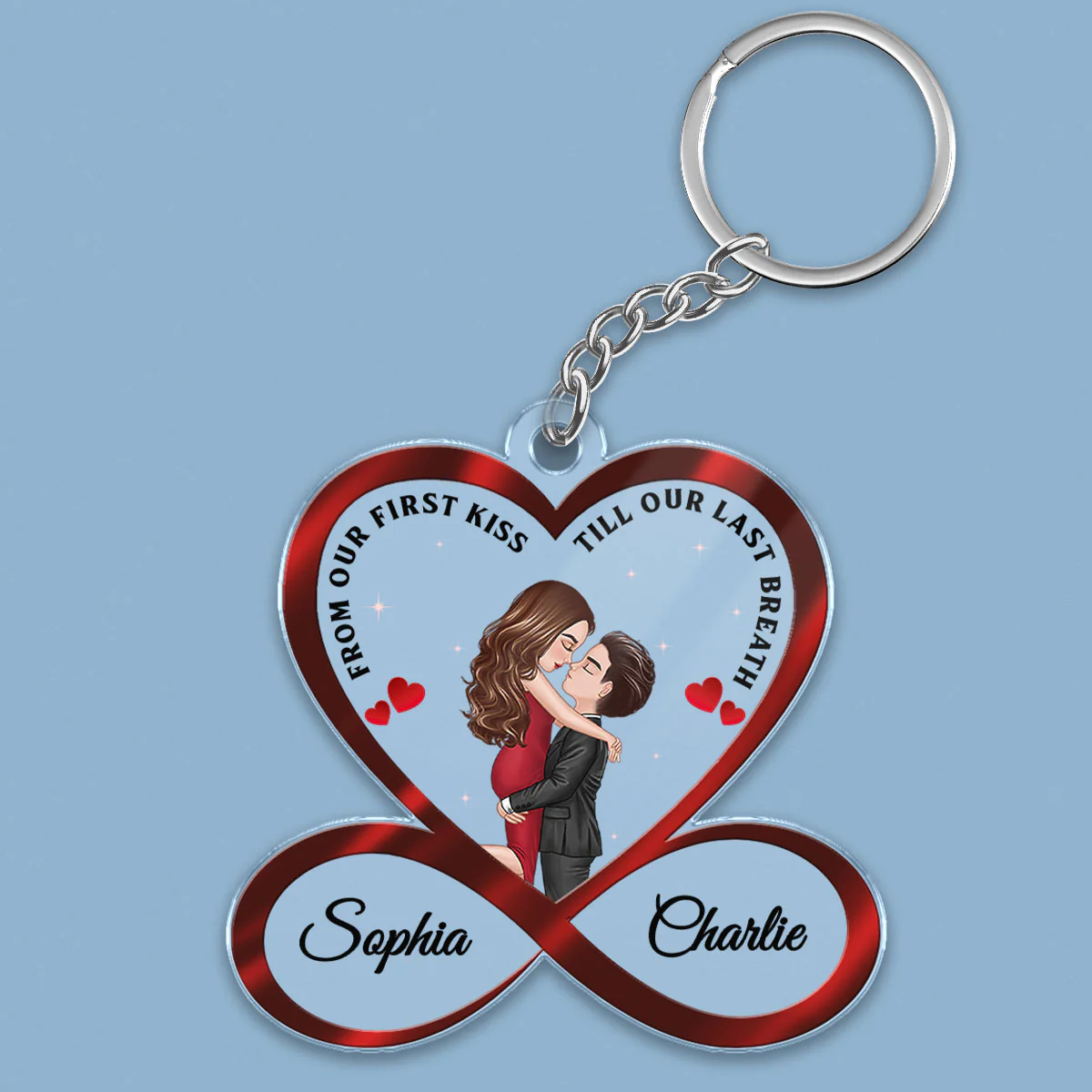 Infinity Heart Couple Hugging Kissing - Personalized Acrylic Keychain - Anniversary Gift For Him, Gift For Her - Image 2