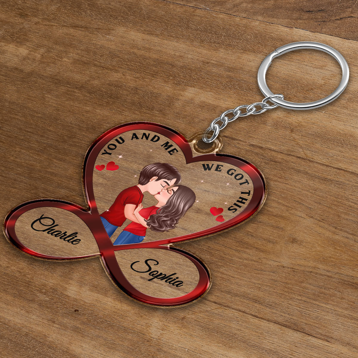 Infinity Heart Couple Kissing Anniversary Gift For Him Gift For Her Personalized Acrylic Keychain - Image 3