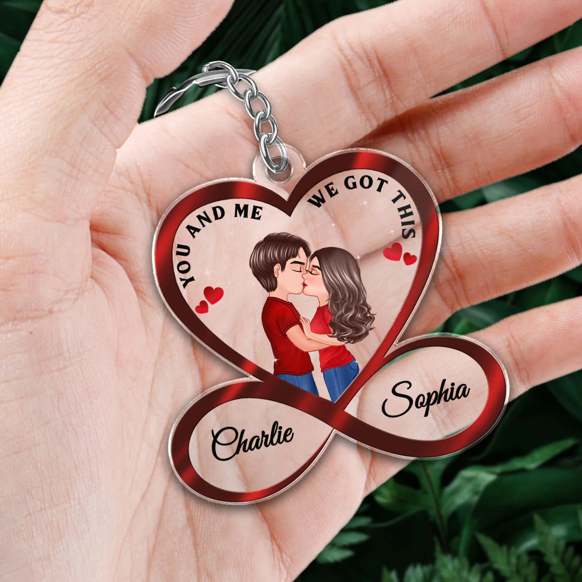 Infinity Heart Couple Kissing Anniversary Gift For Him Gift For Her Personalized Acrylic Keychain - Image 5