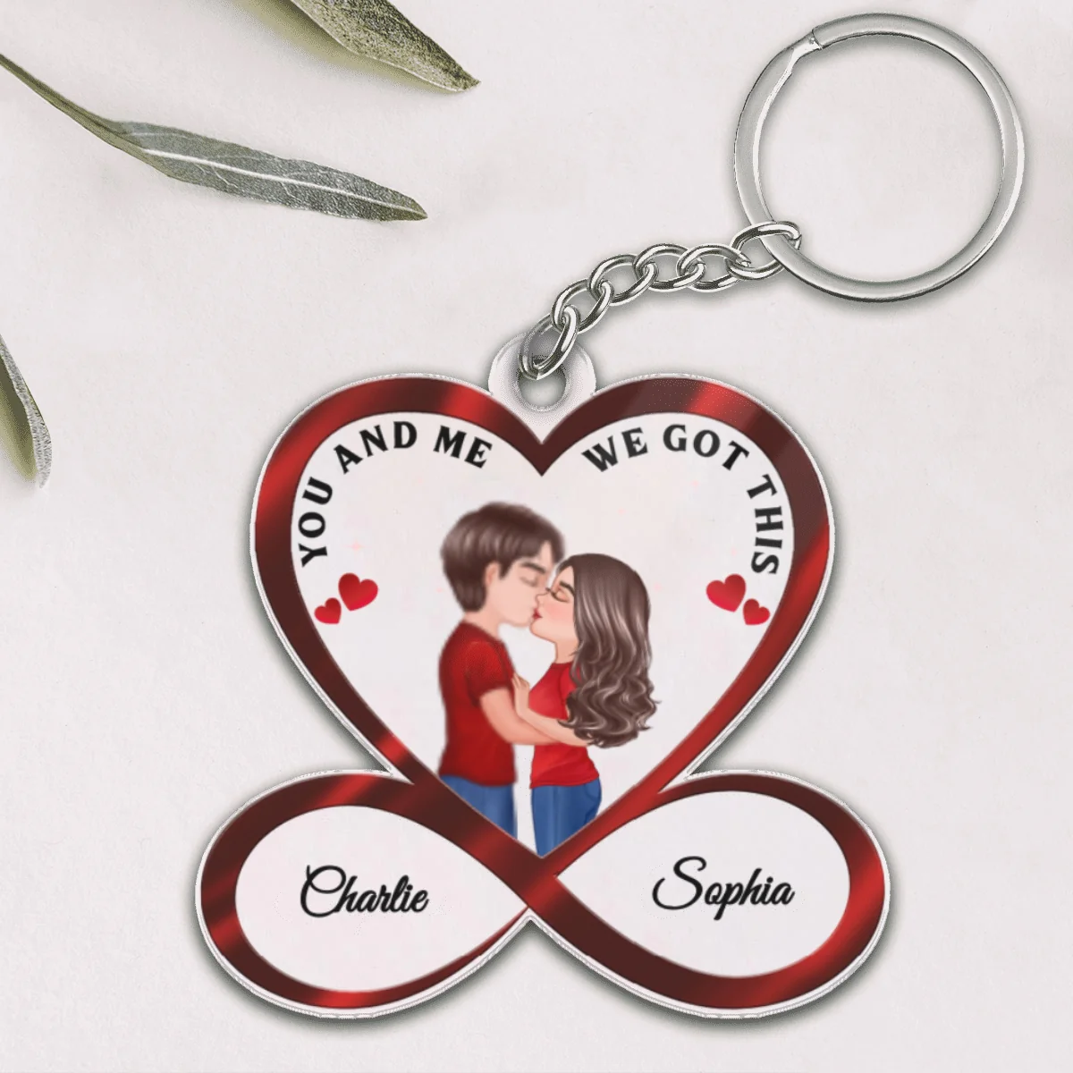 Infinity Heart Couple Kissing Anniversary Gift For Him Gift For Her Personalized Acrylic Keychain - Image 6