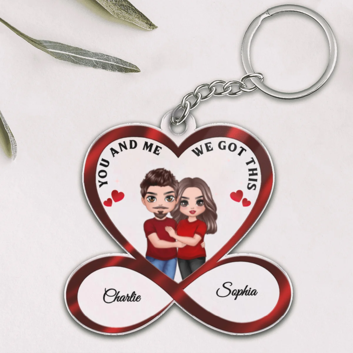Infinity Heart Doll Couple Hugging Anniversary Gift For Him Gift For Her Personalized Acrylic Keychain - Image 6