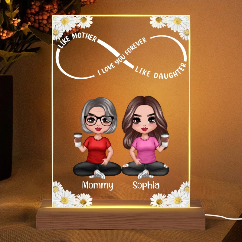 Infinity Like Mother Like Daughter Personalized Rectangle Acrylic Plaque LED Night Light - Image 4