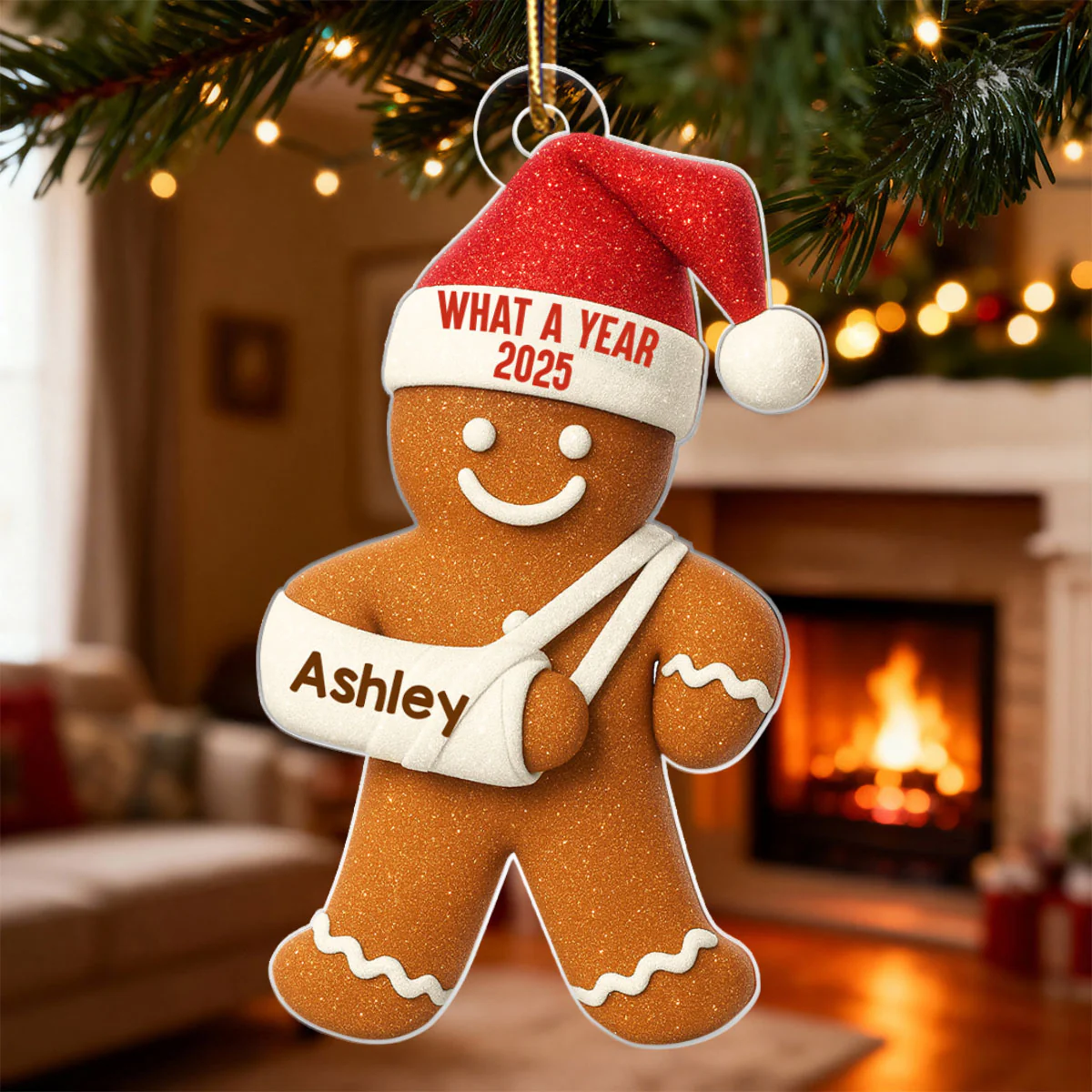 Injury Gingerbread 3D Effect Glitter - Personalized Acrylic Ornament - Funny Christmas, White Elephant Gift For Friends, Coworkers - Image 5