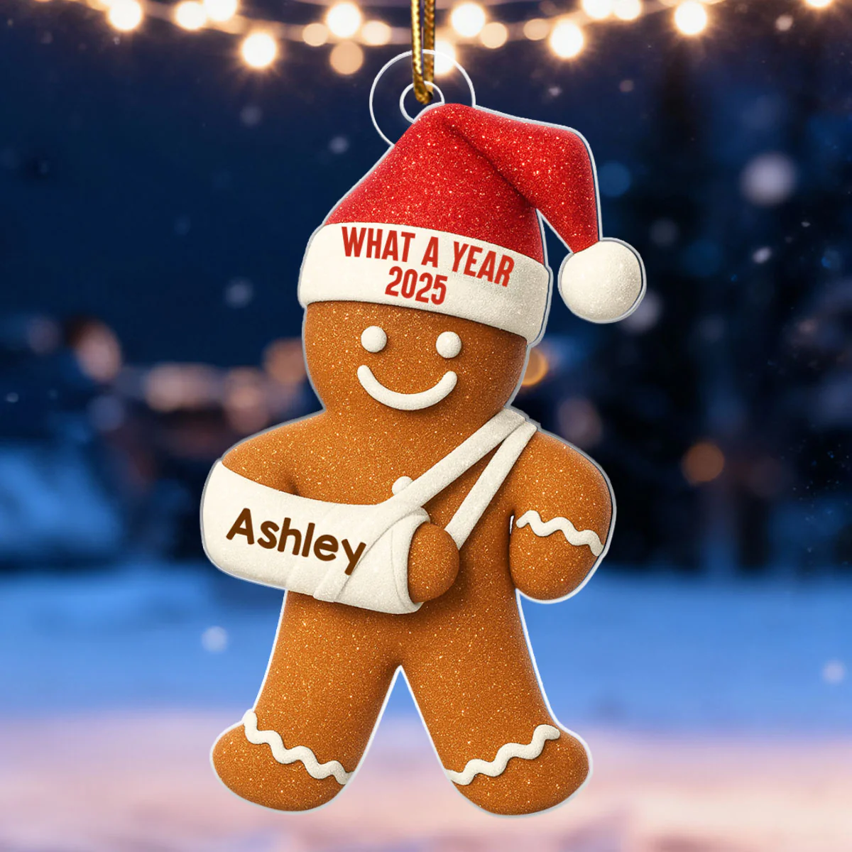 Injury Gingerbread 3D Effect Glitter - Personalized Acrylic Ornament - Funny Christmas, White Elephant Gift For Friends, Coworkers - Image 7