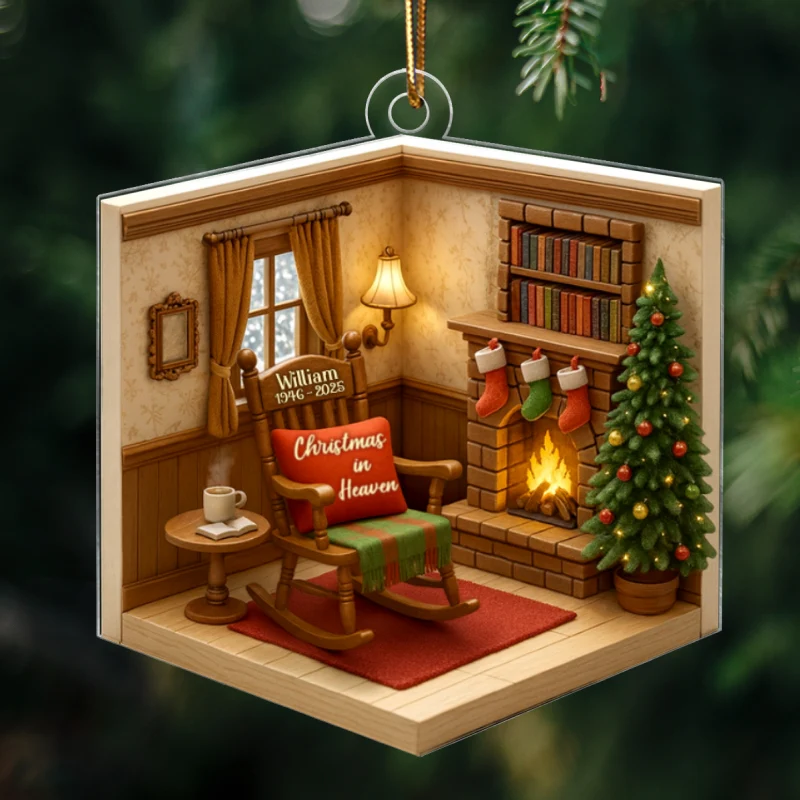 Interior 3D House Personalized Acrylic Ornament, Memorial Christmas Ornament For Grandma/Grandpa, For Mom/Dad - Image 10