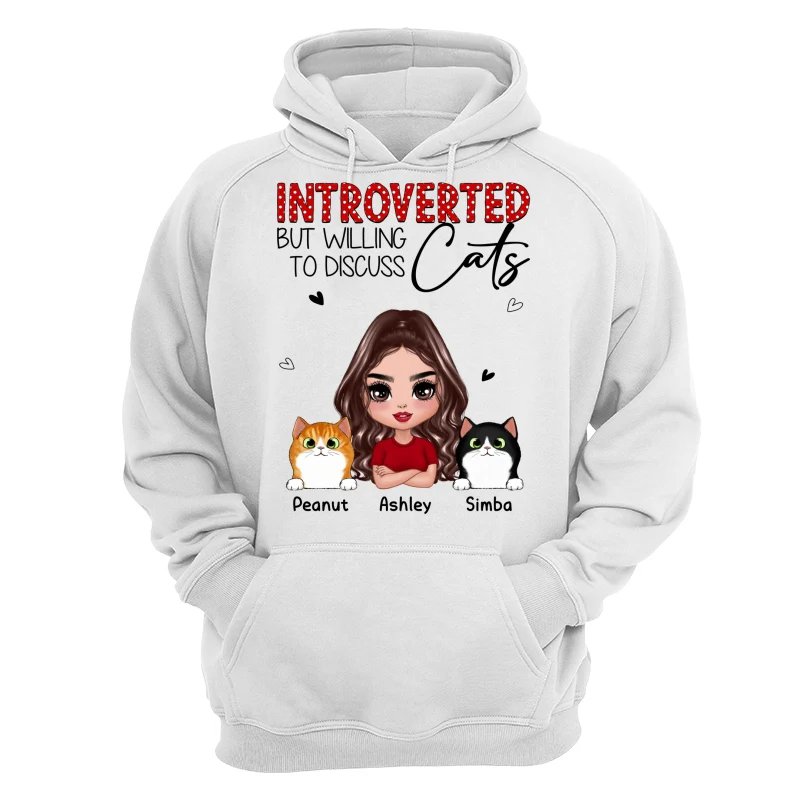 Introverted But Willing To Discuss Cats Funny Doll Cat Mom Polka Dot Pattern Personalized Shirt - Image 13